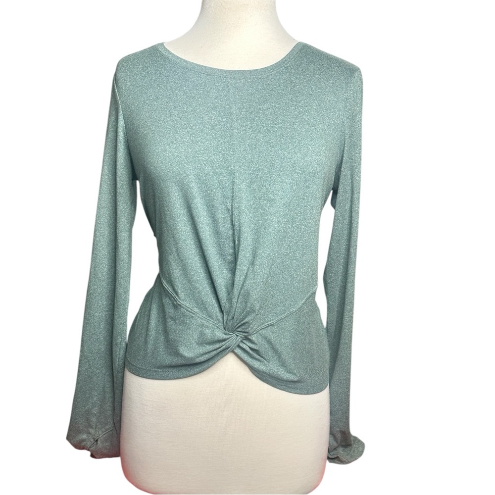 Women’s Zobha Green Twist Front Athletic Long Sleeve Top Size L